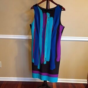 Chetta B Vibrant Blue and Purple Midi Dress